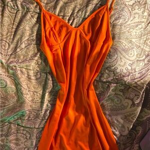 Cute satin orange I.AM.GIA slip dress for summer! Or the beach! Very cute